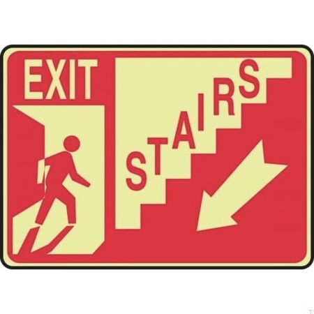 Accuform Exit Sign, Adhesive Glow Vinyl, 14 in W, 10 in H MLEX591GF